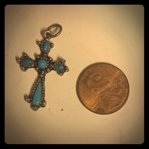 Turquoise & silver cross pendant